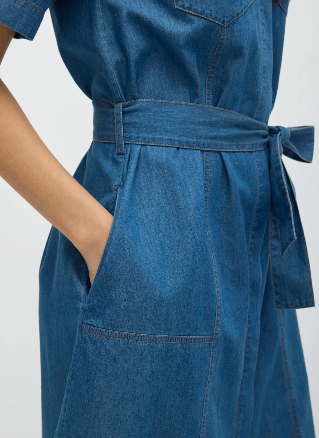 IndiFlow Denim Shortsleeve Shirt Dress sold by Kit and Ace product image thumbnail 2