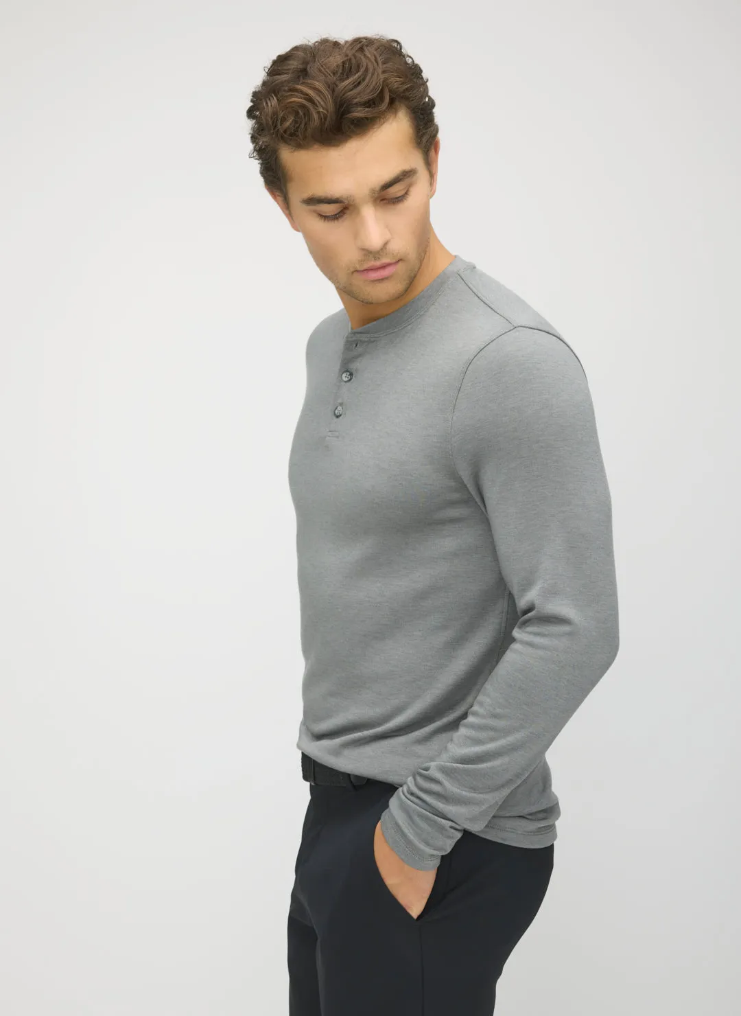Brushed Long Sleeve Henley sold by Kit and Ace product image thumbnail 2