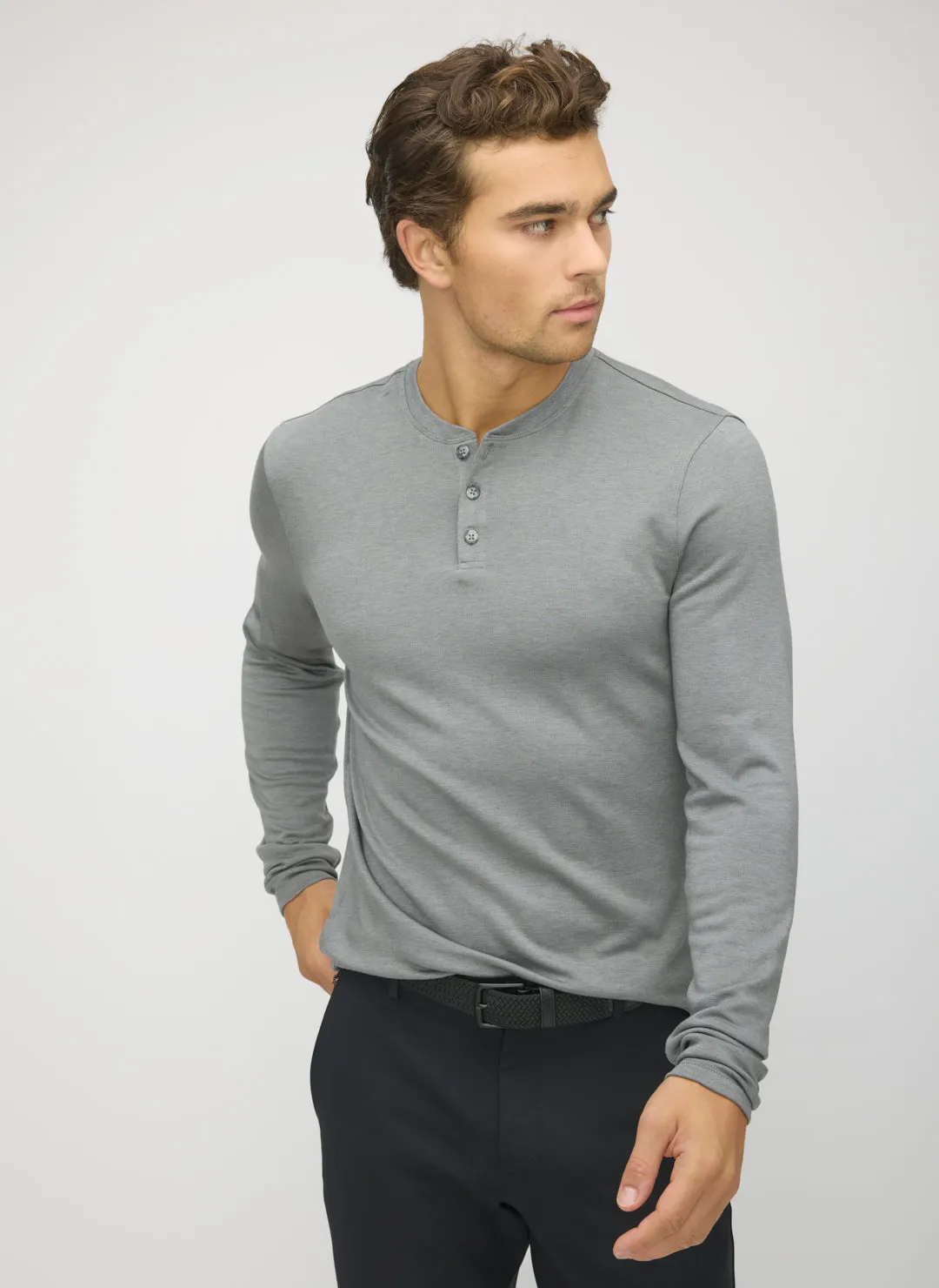 Brushed Long Sleeve Henley sold by Kit and Ace