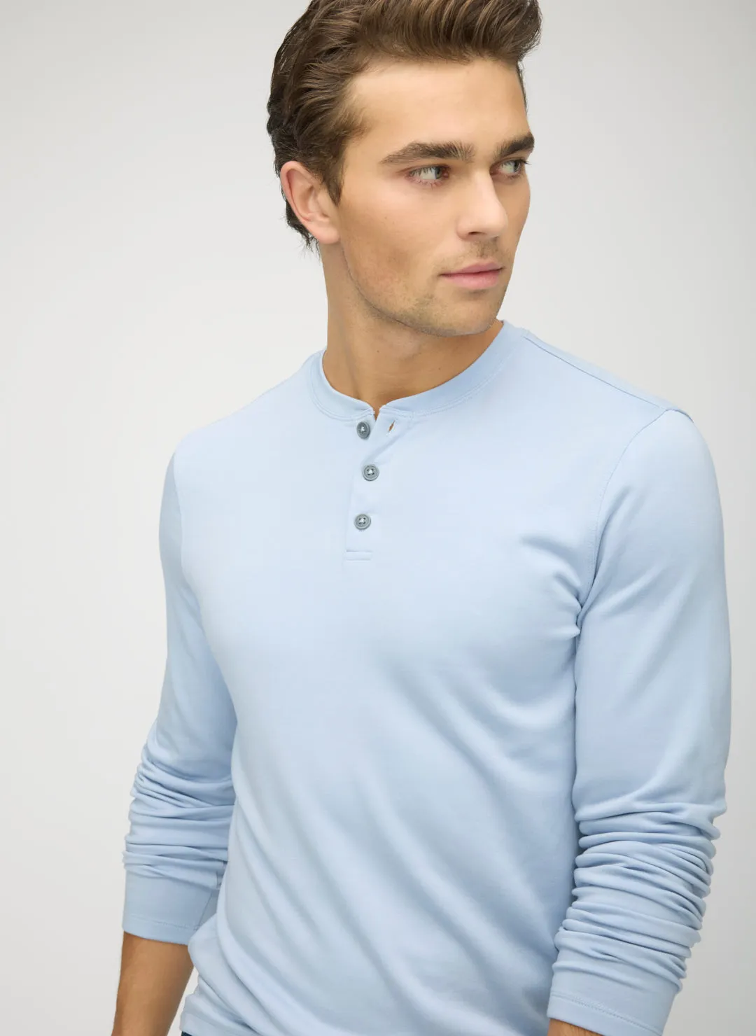 Brushed Long Sleeve Henley sold by Kit and Ace product image thumbnail 2