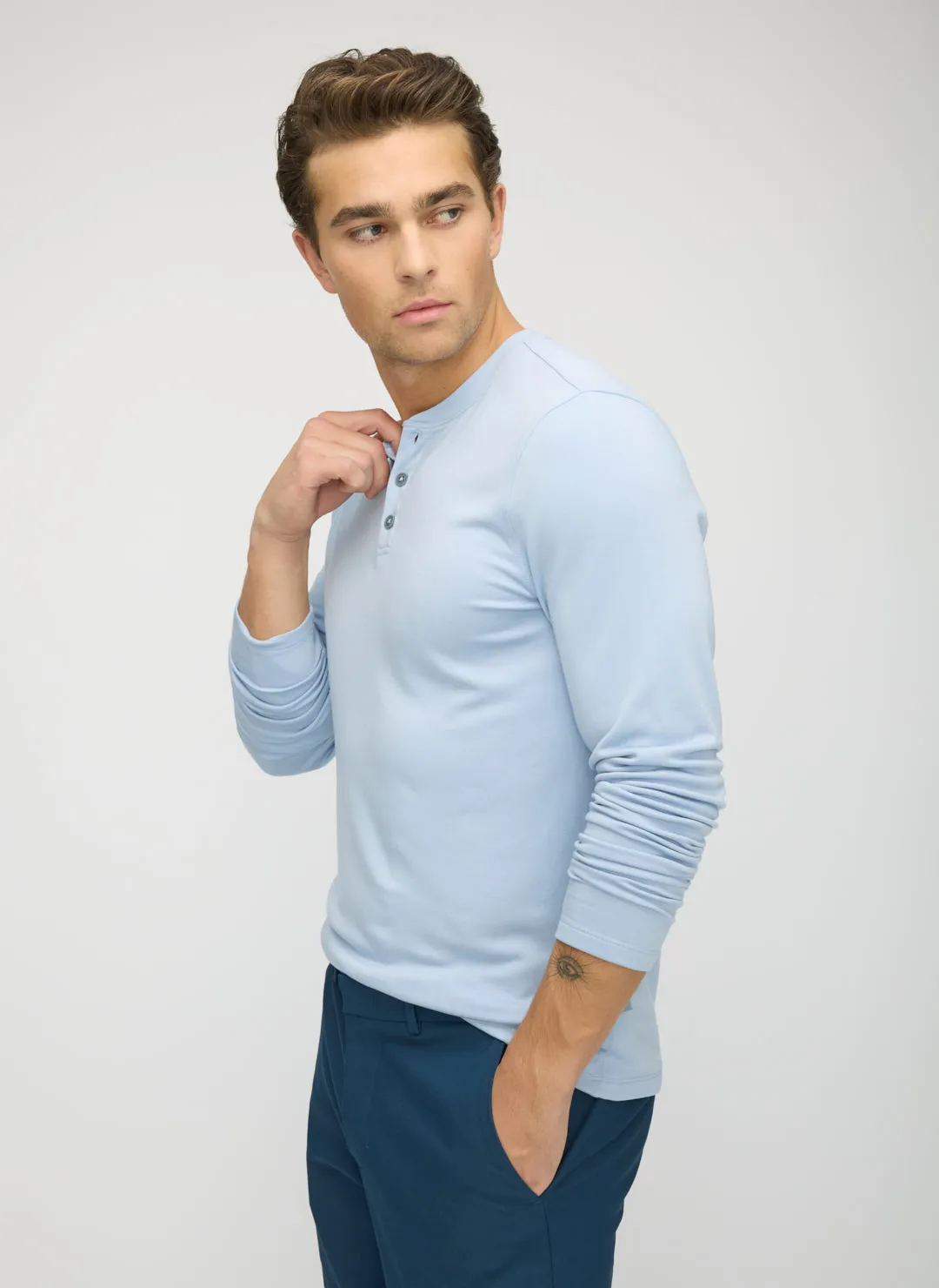 Brushed Long Sleeve Henley sold by Kit and Ace product image thumbnail 5