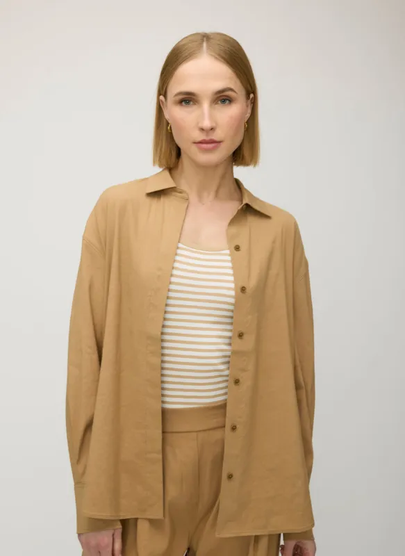 Marbella Linen Boyfriend Shirt made by Kit and Ace