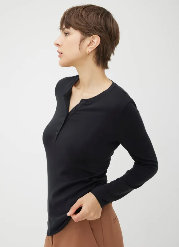 Brushed Henley Long Sleeve Tee sold by Kit and Ace