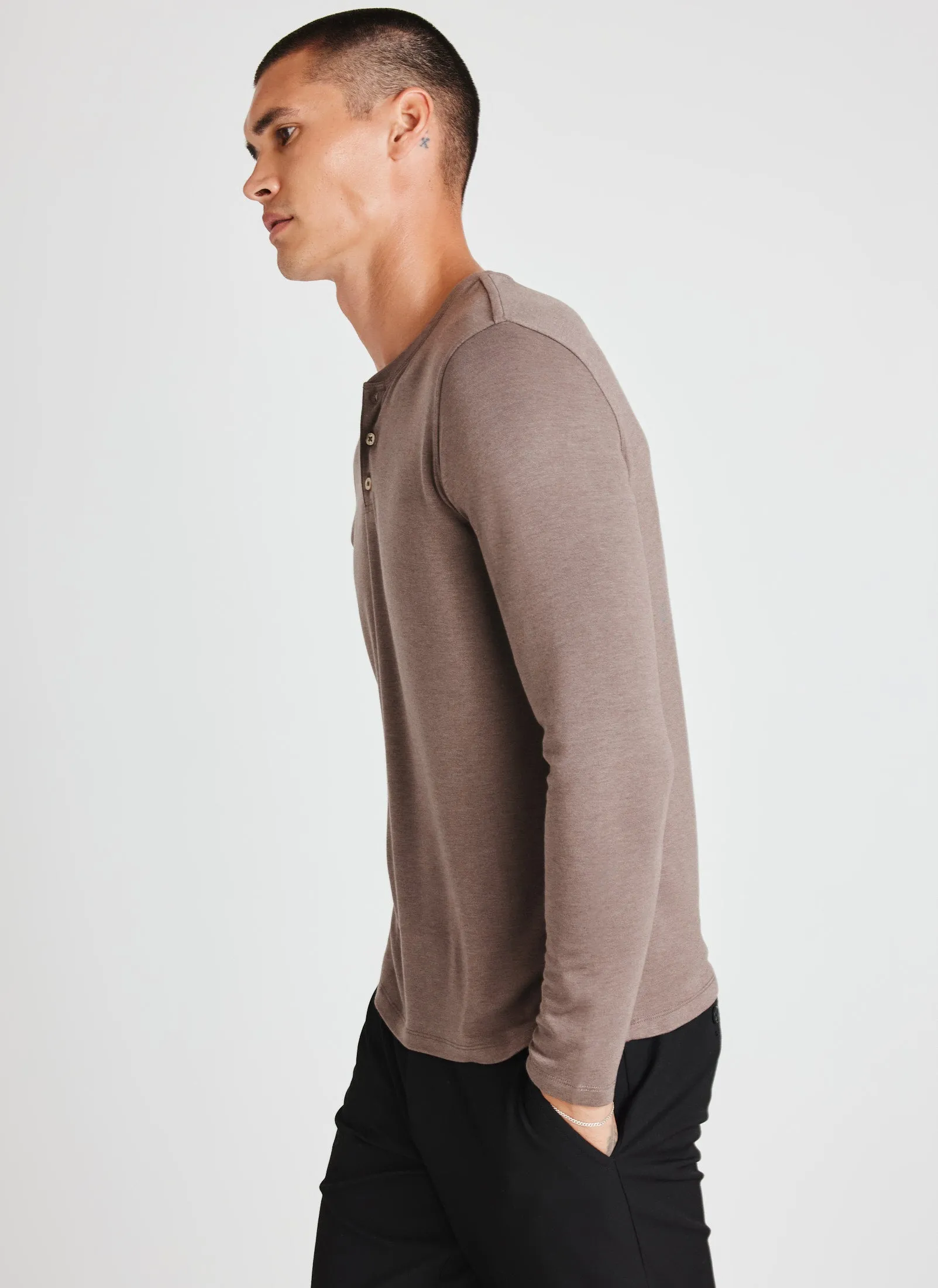 Upgraded Long Sleeve Henley Tee sold by Kit and Ace product image thumbnail 3