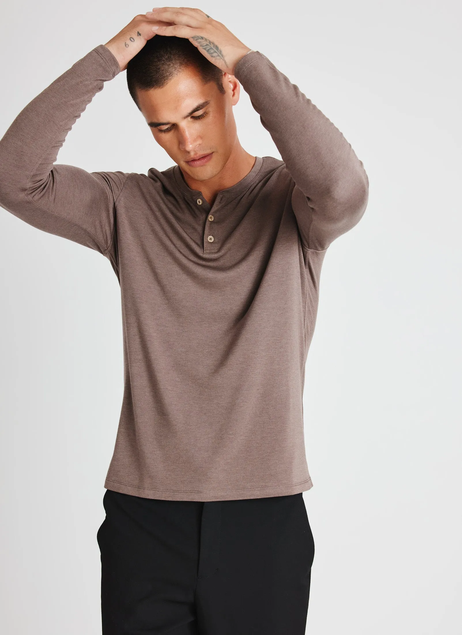 Upgraded Long Sleeve Henley Tee sold by Kit and Ace product image thumbnail 2