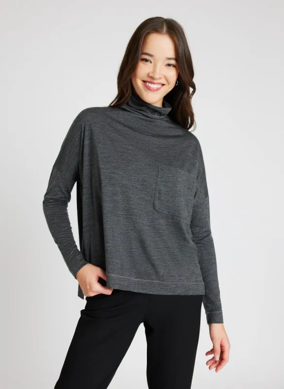 Merino Turtleneck Long Sleeve Tee sold by Kit and Ace