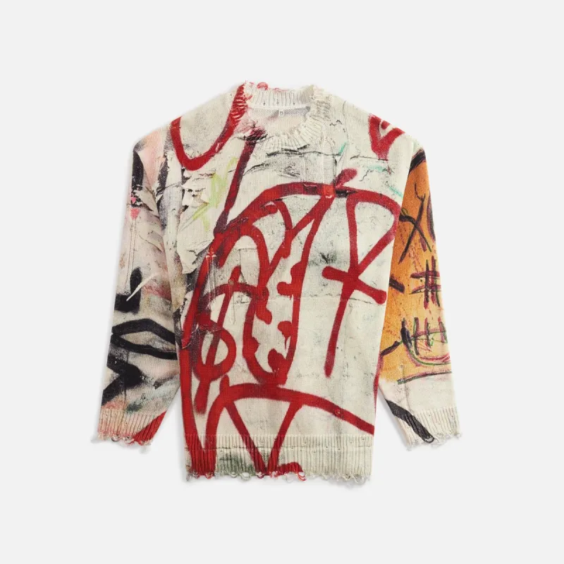 R13 Abstract Print Oversized Sweater - Red sold by Kith