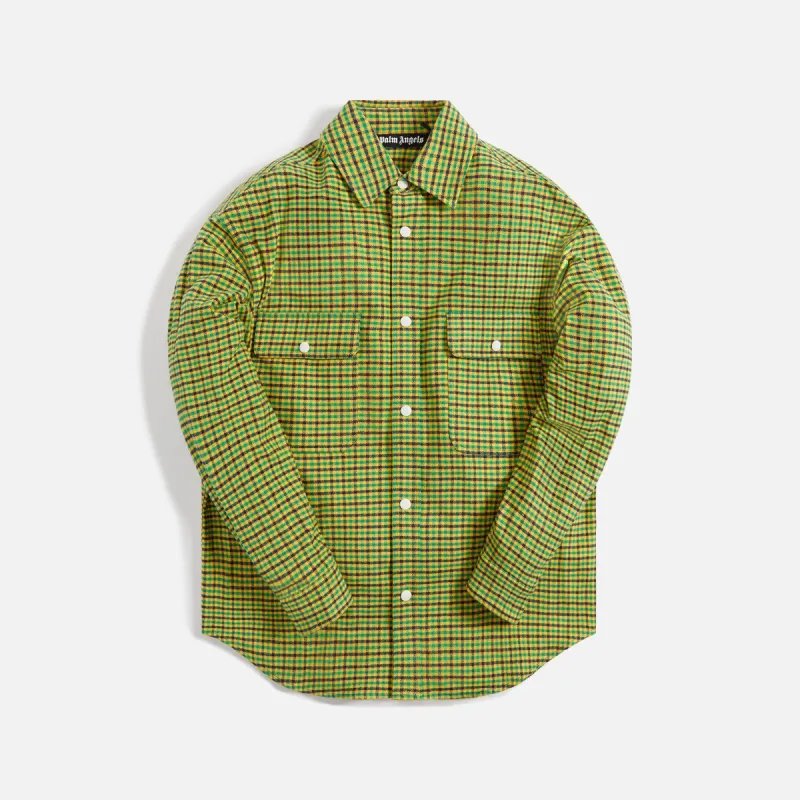 Palm Angels Micro Check Overshirt - Yellow / Black sold by Kith