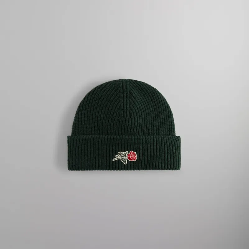 Kith Script Rose Felt Embroidery Cotton Beanie - Stadium sold by Kith