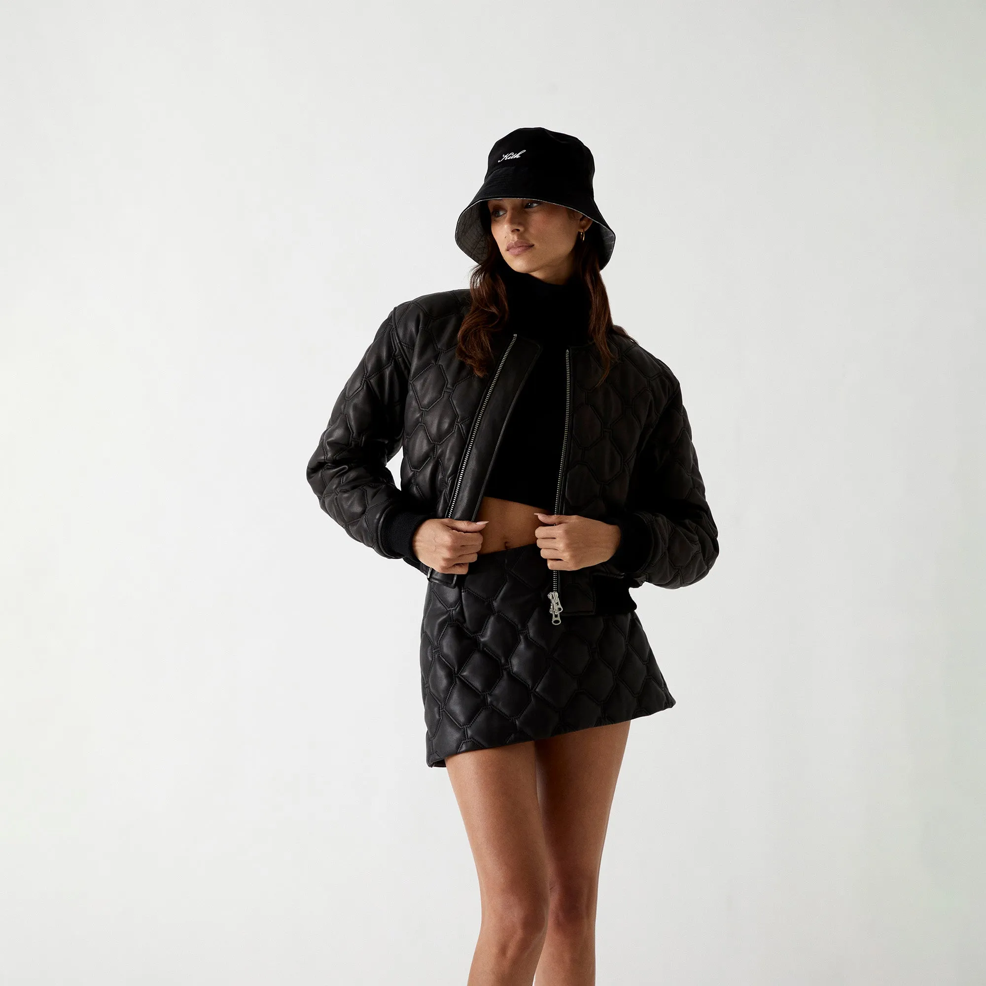 Kith Women Ashtyn Quilted Logo Leather Skirt - Black sold by Kith product image thumbnail 2