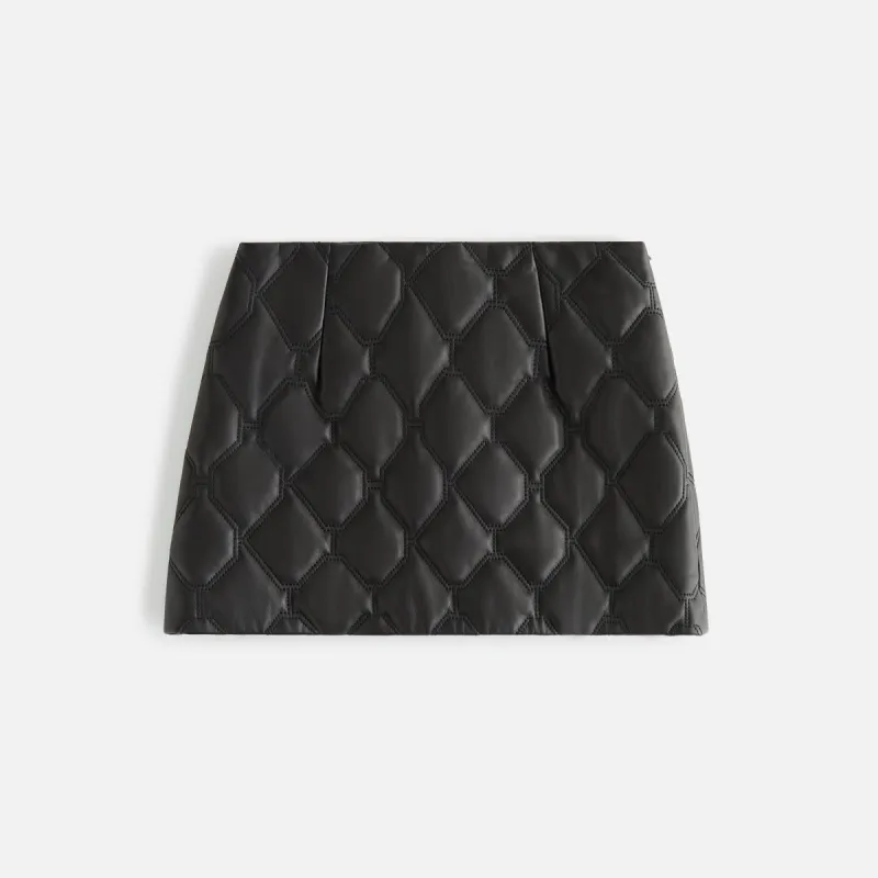 Kith Women Ashtyn Quilted Logo Leather Skirt - Black sold by Kith