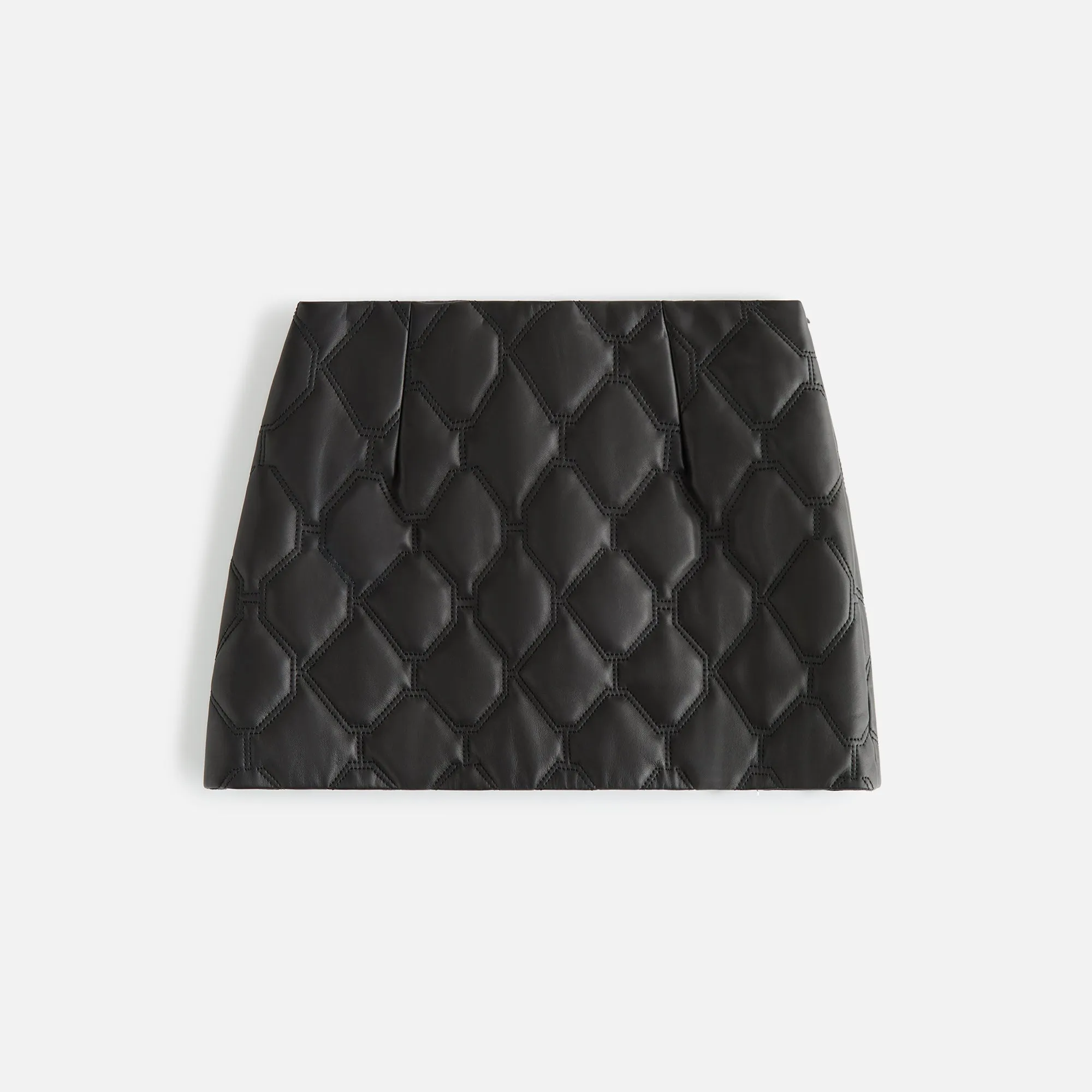 Kith Women Ashtyn Quilted Logo Leather Skirt - Black sold by Kith