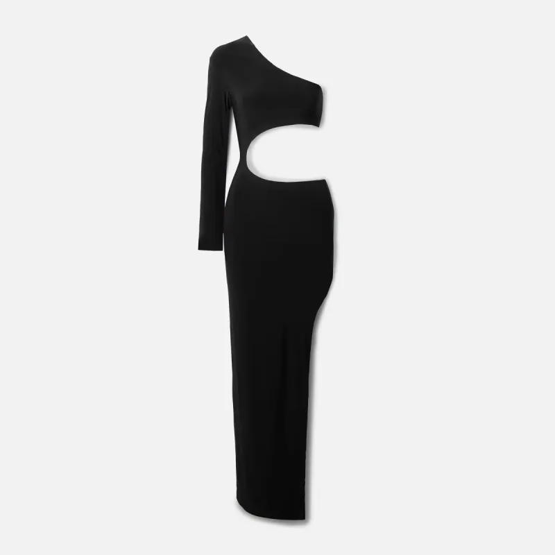 Norma Kamali One Sleeve Shane Wide Slit Gown - Black made by Kith
