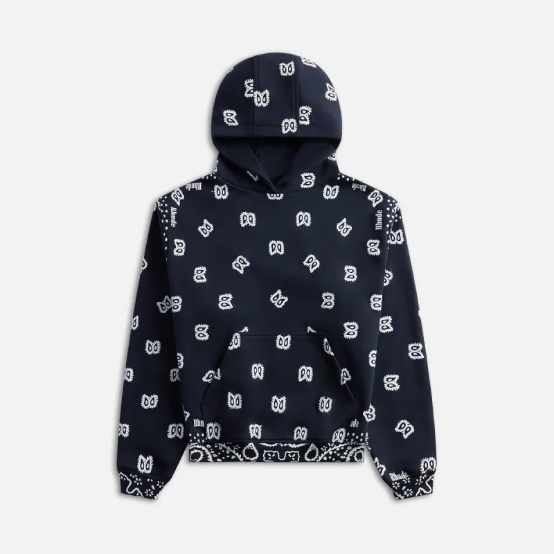 Rhude Bandana Print Hoodie - Vintage Black sold by Kith