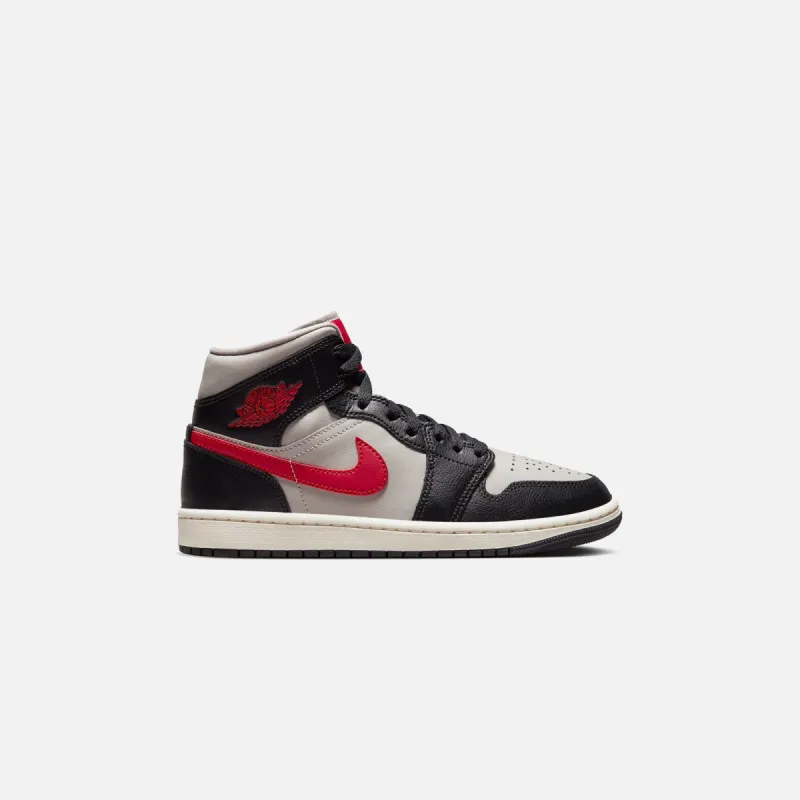 Nike Wmns Air Jordan 1 Mid - Black / Gym Red / College Grey sold by Kith