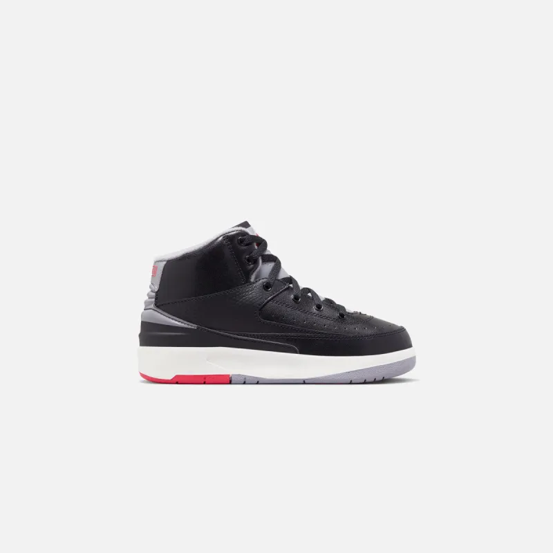 Nike PS Air Jordan 2 Retro - Black / Cement Grey / Fire Red / Sail sold by Kith