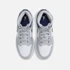 Jordan GS Air Jordan 1 Mid - White / Midnight Navy / Wolf Grey sold by Kith
