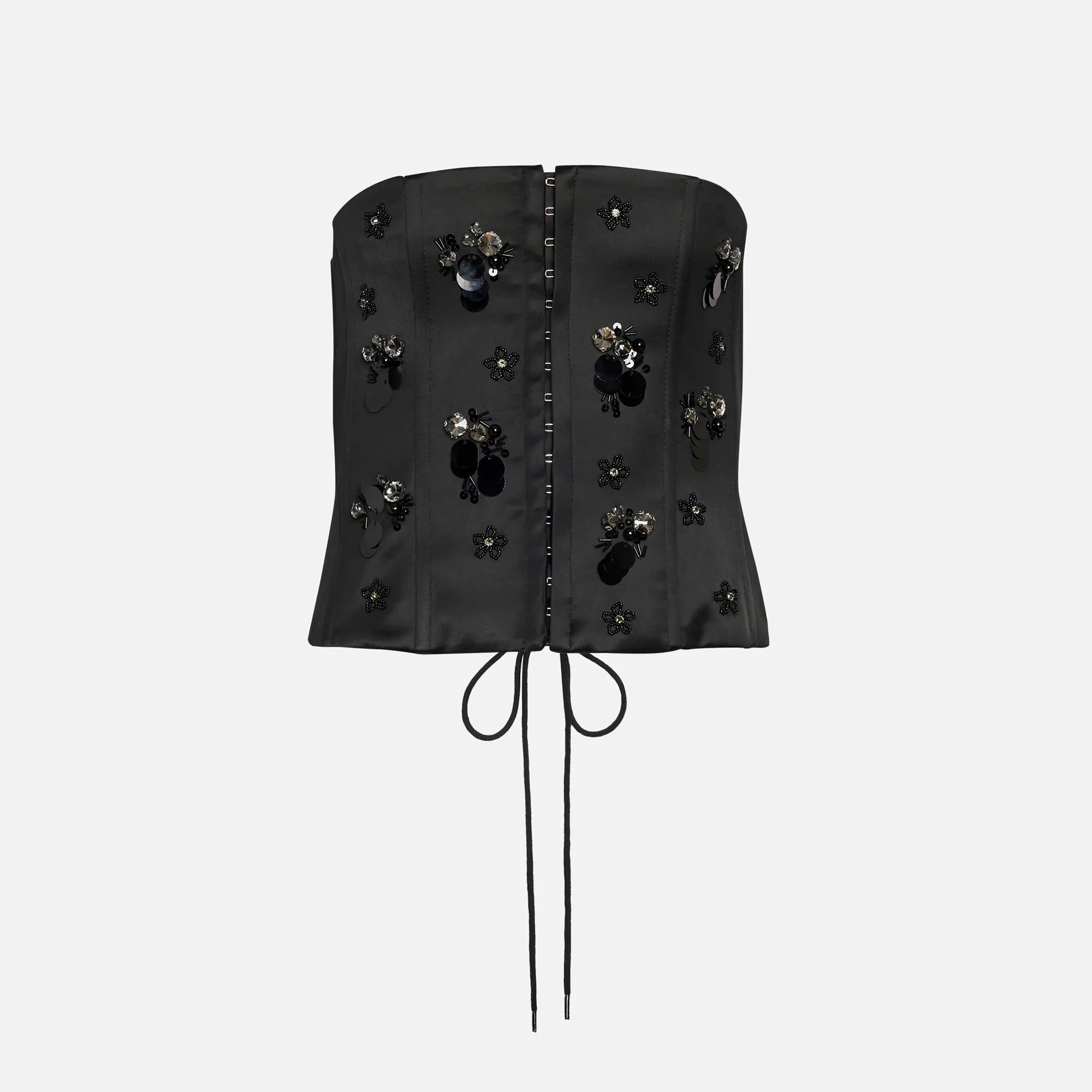 GUIZIO Embellished Satin Corset - Black sold by Kith