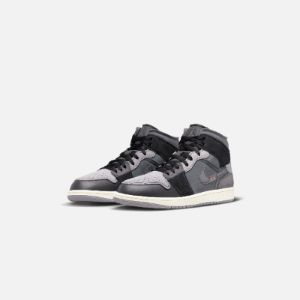 Nike Air Jordan 1 Mid SE Craft “Inside Out” - Black / Light Graphite / Sail / Cement Grey sold by Kith