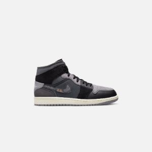 Nike Air Jordan 1 Mid SE Craft “Inside Out” - Black / Light Graphite / Sail / Cement Grey sold by Kith