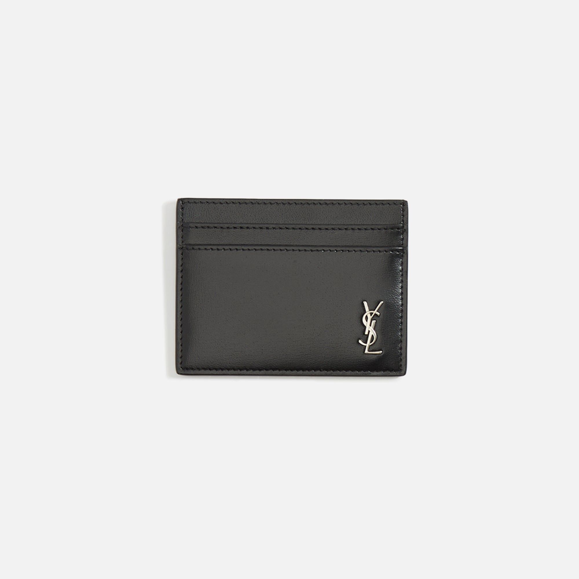 Saint Laurent YSL Calfskin Credit Card Holder Monogramme - Black sold by Kith