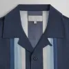 Kith Border Stripe Thompson Camp Collar Shirt - Nocturnal sold by Kith