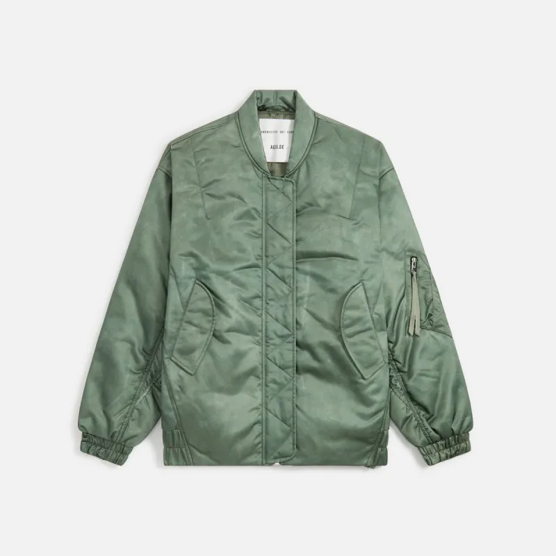 Agolde x Shoreditch Ski Club Nisa Bomber Jacket - Steel Green sold by Kith