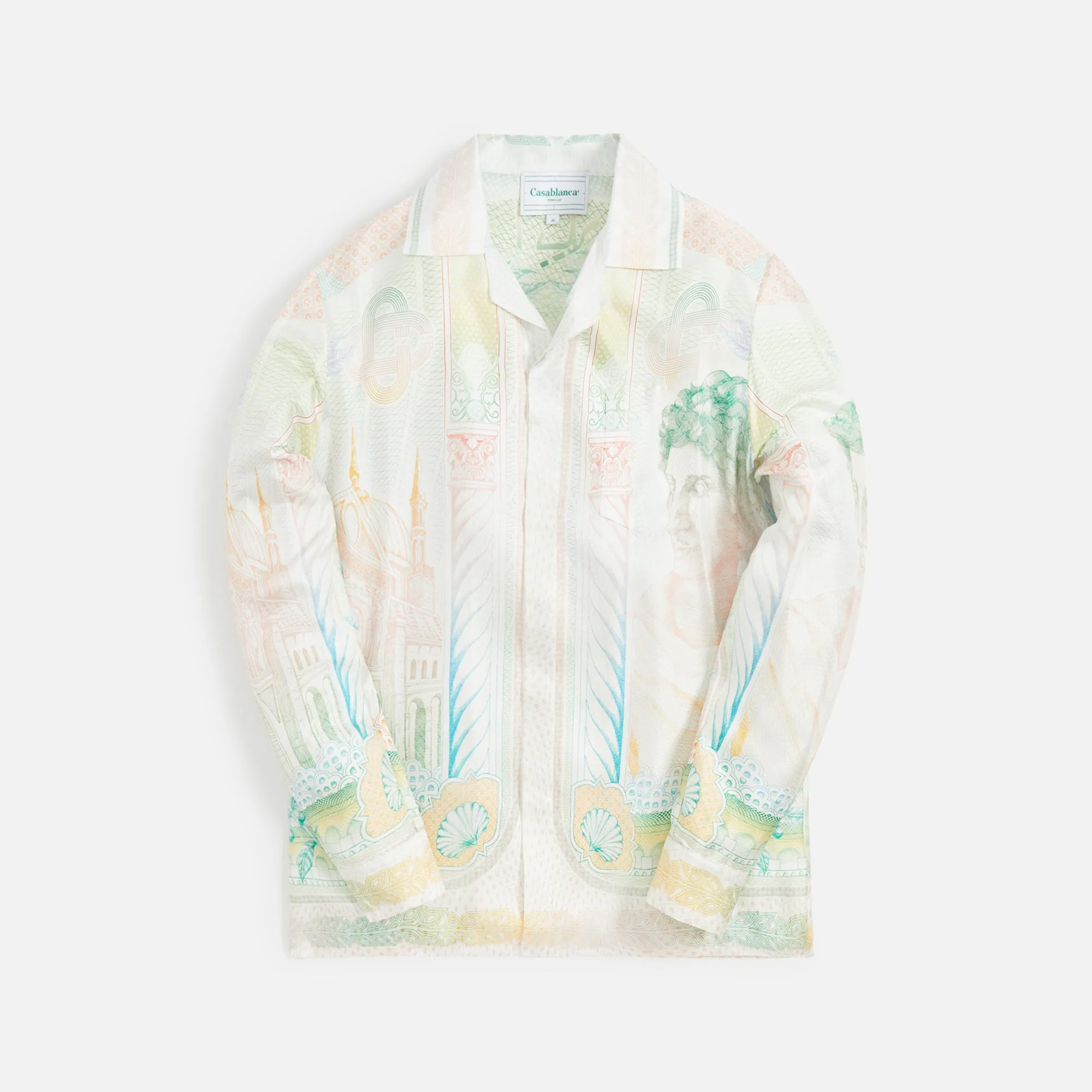 Casablanca Twill La Monnaie Cuban Collar Long Sleeve Shirt Silk - Multi sold by Kith