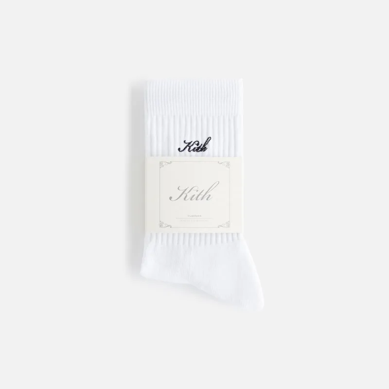 Kith Women Kith Script Classic Crew Socks - White sold by Kith