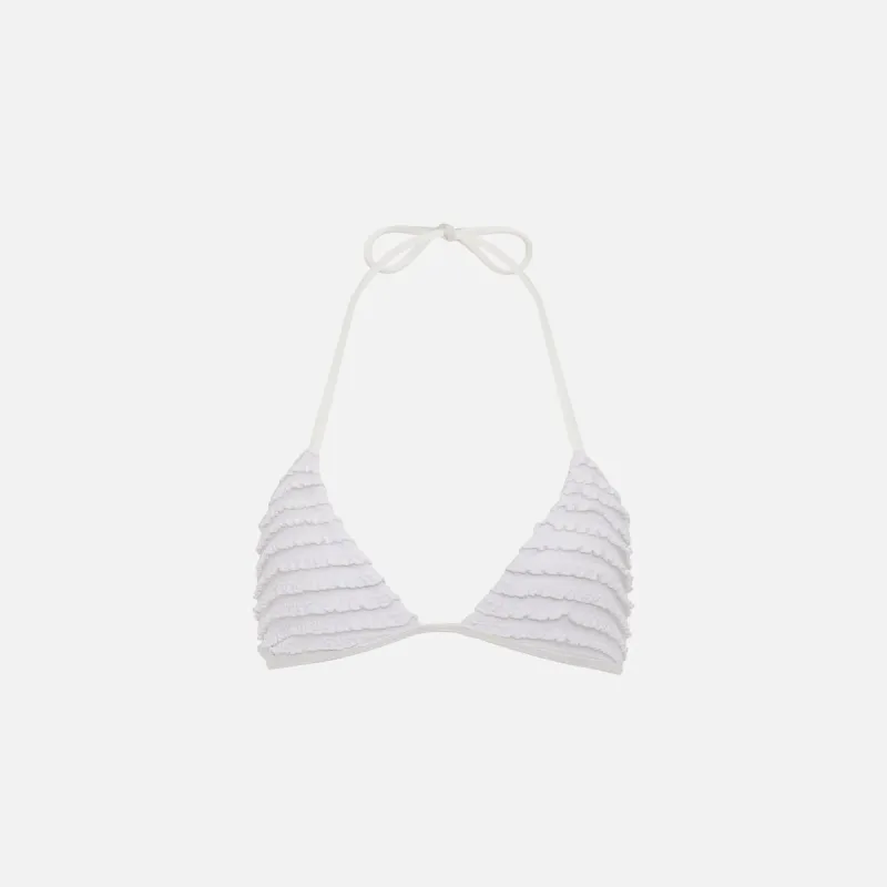 Frankies Bikinis x Sydney Sweeney Nana Ruffle Jacquard Top - Dearly Beloved sold by Kith