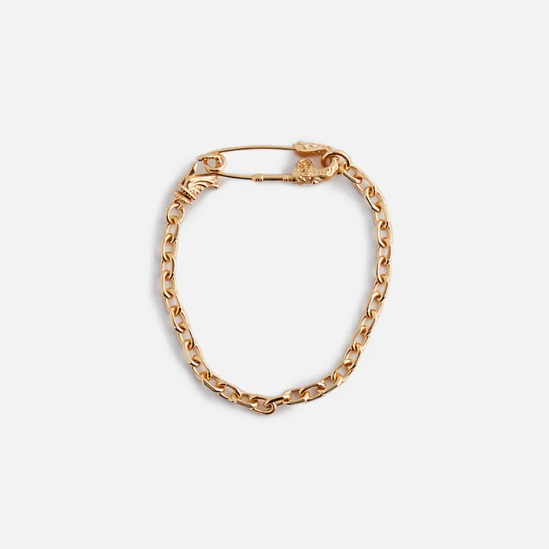 Emanuele Bicocchi Crest Safety Pin Bracelet - Gold sold by Kith