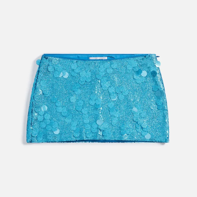 GUIZIO Low Rise Paillette Skirt - Sea Blue sold by Kith