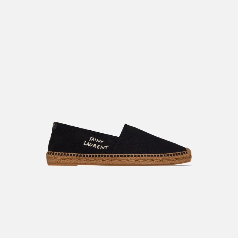 Saint Laurent Embroidery Espadrille - Toile Plato / Cuir Moon Noir sold by Kith