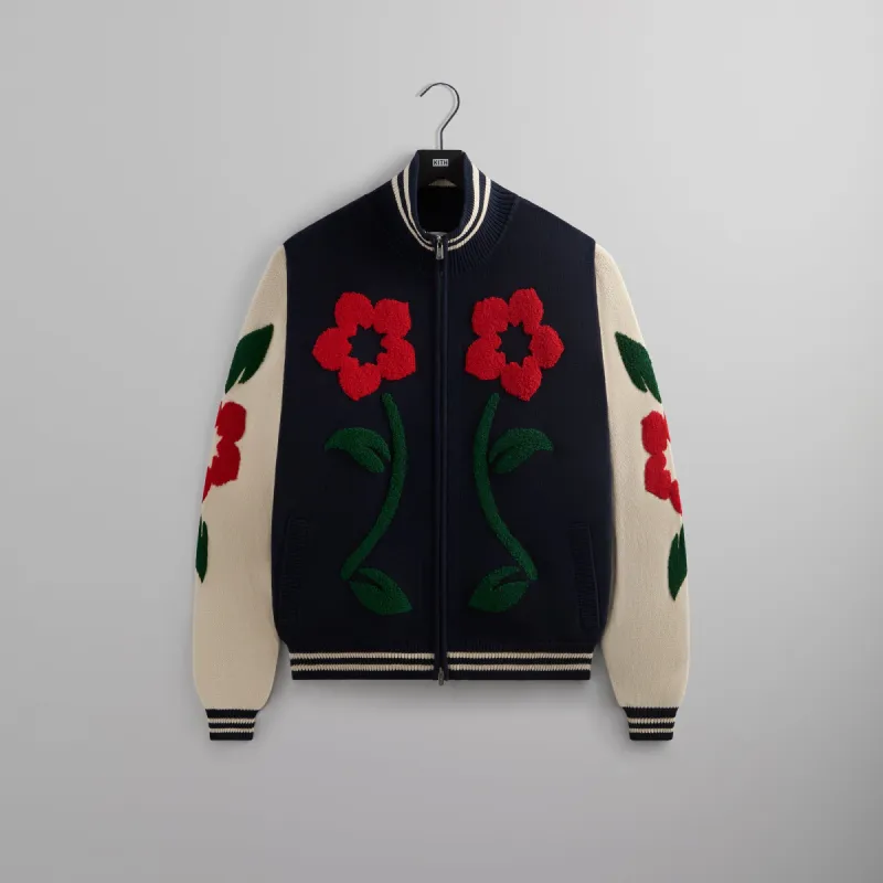Kith Floral Crest Wyona Full Zip Sweater - Nocturnal sold by Kith