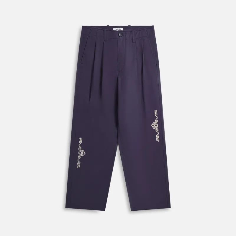 Adish Barwaz Maskor Cotton Drill Trousers - Navy sold by Kith