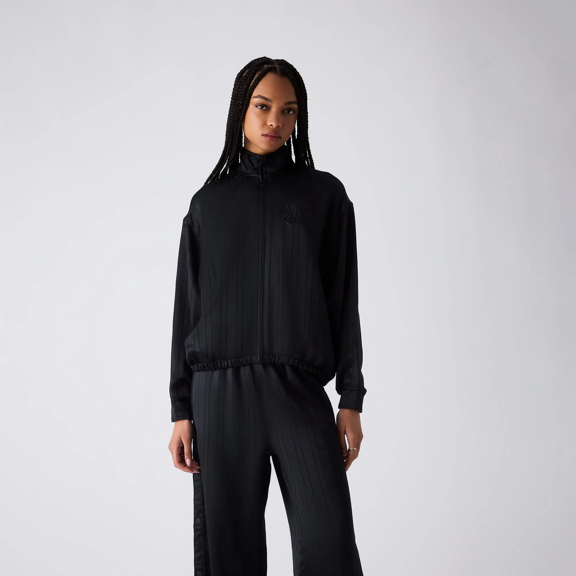 Kith Women Wrenley Satin Crest Track Jacket - Black sold by Kith product image thumbnail 2