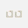 Saint Laurent Split Square Hoop Earrings - Palladium / Gold sold by Kith