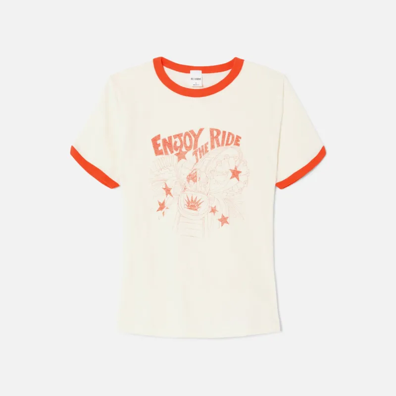 ReDone Ringer Tee Enjoy The Ride - Vintage Ivory sold by Kith