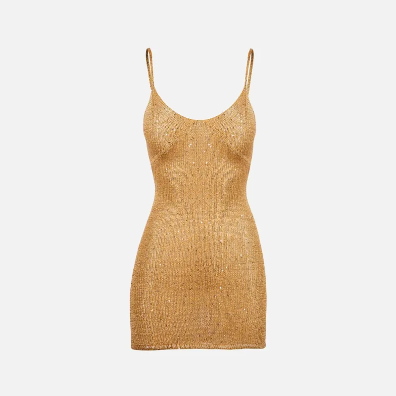 Asta Resort Delilah Mini Dress - Sepia Sequin sold by Kith