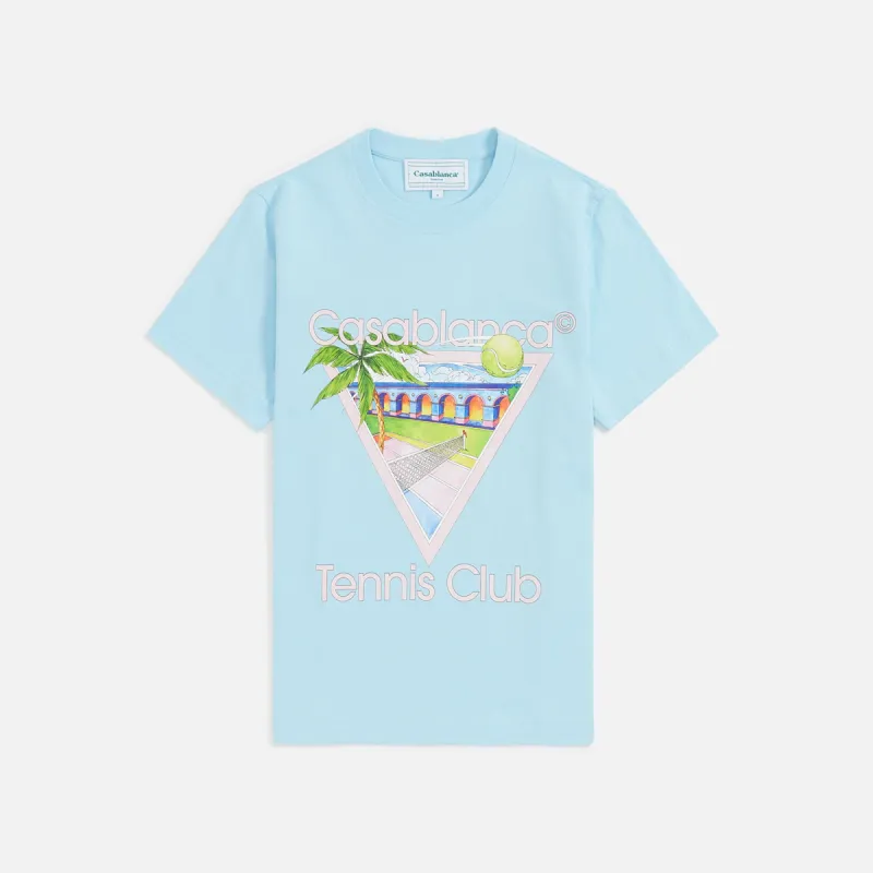 Casablanca Tennis Club Icon Printed Fitted Tee - Blue sold by Kith