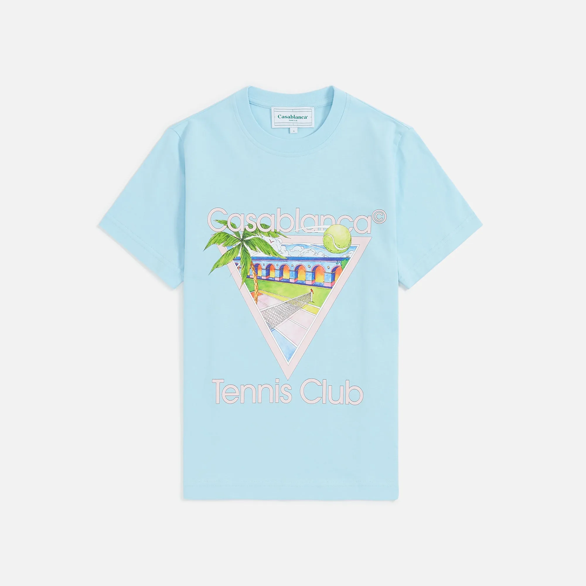 Casablanca Tennis Club Icon Printed Fitted Tee - Blue sold by Kith