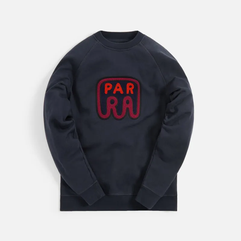 by Parra Fast Food Logo Crew Neck - Navy Blue sold by Kith