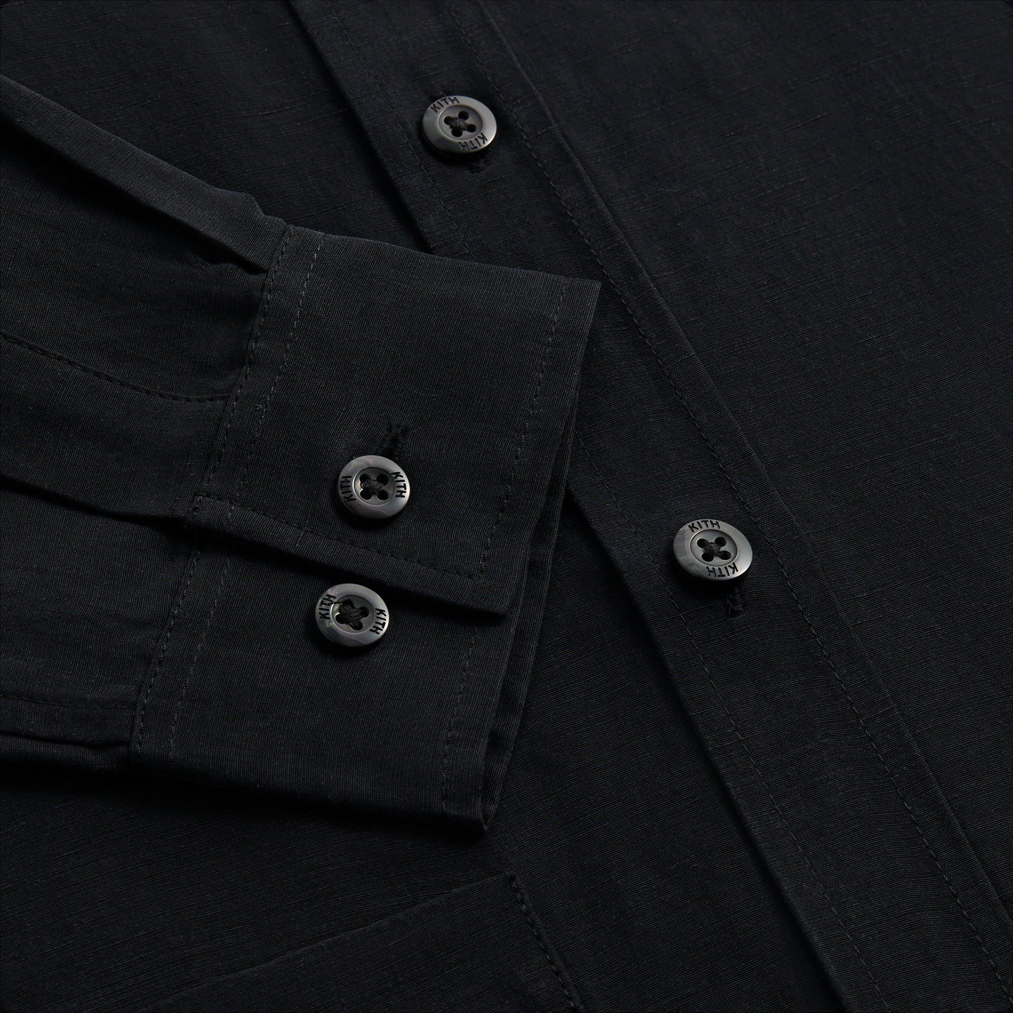 Kith Linen L/S Boxy Collared Overshirt - Black sold by Kith product image thumbnail 6