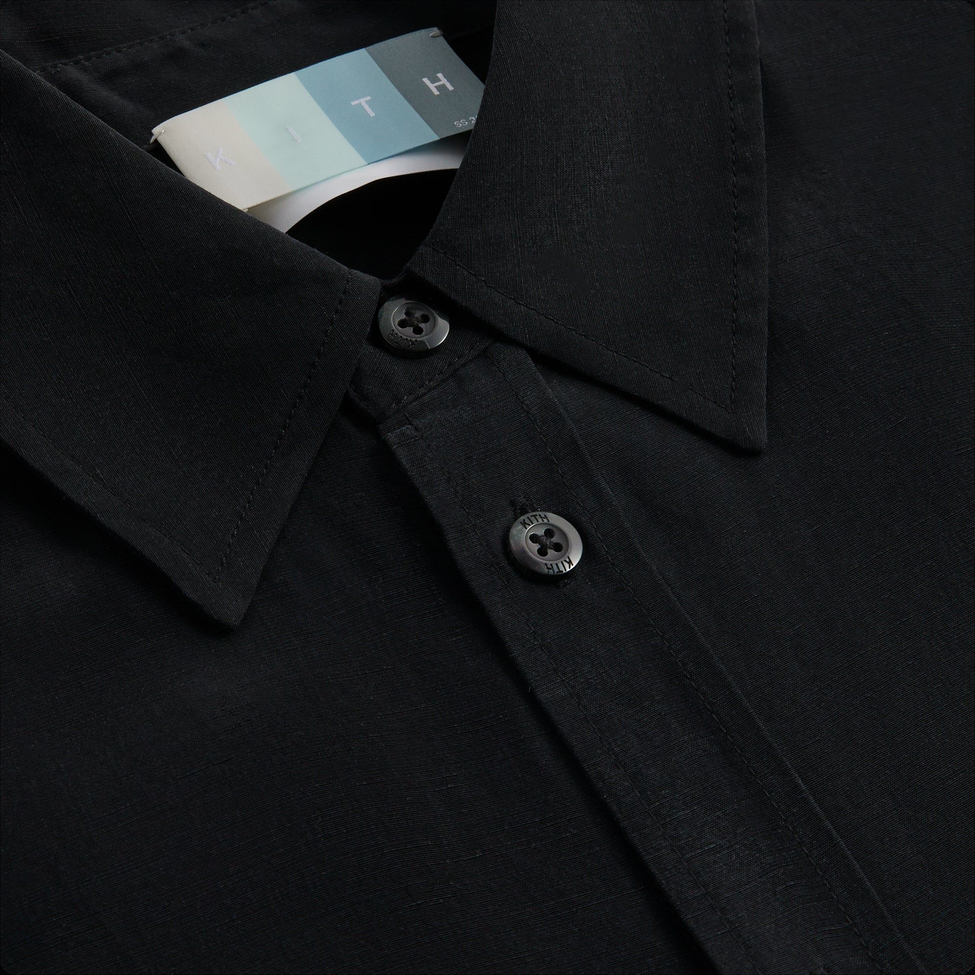 Kith Linen L/S Boxy Collared Overshirt - Black sold by Kith product image thumbnail 4