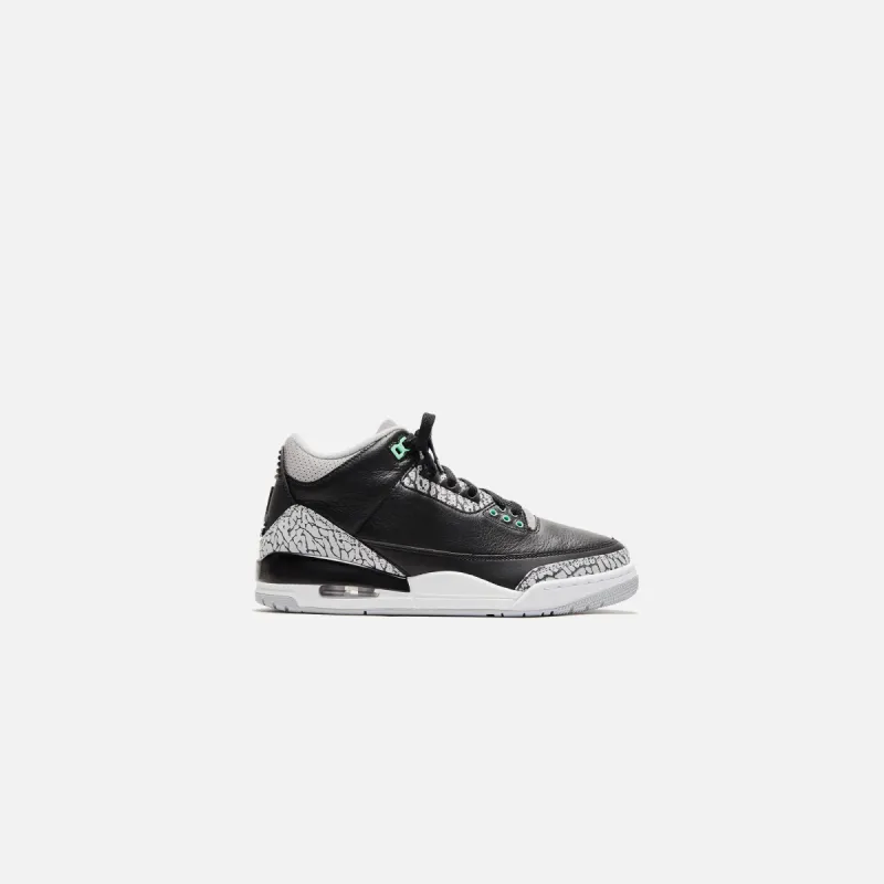 Jordan TD Air Jordan 3 Retro - Black / Green Glow / Wolf Grey / White sold by Kith