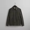 Kith Striped Flannel Boxy Collared Overshirt - Black sold by Kith