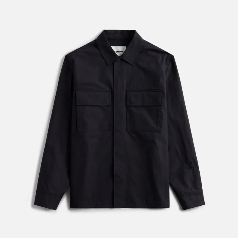 Jil Sander Water Repellant Organic Washed Textured Shirt - Navy sold by Kith