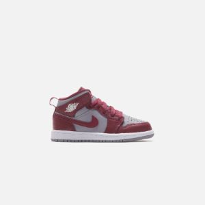 Nike Air Jordan 1 Mid - Cherrywood Red / White / Cement Grey sold by Kith