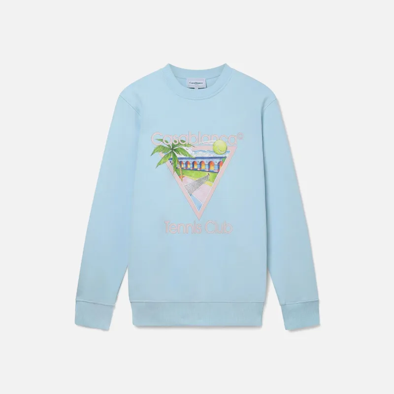 Casablanca Tennis Club Printed Sweatshirt - Blue sold by Kith