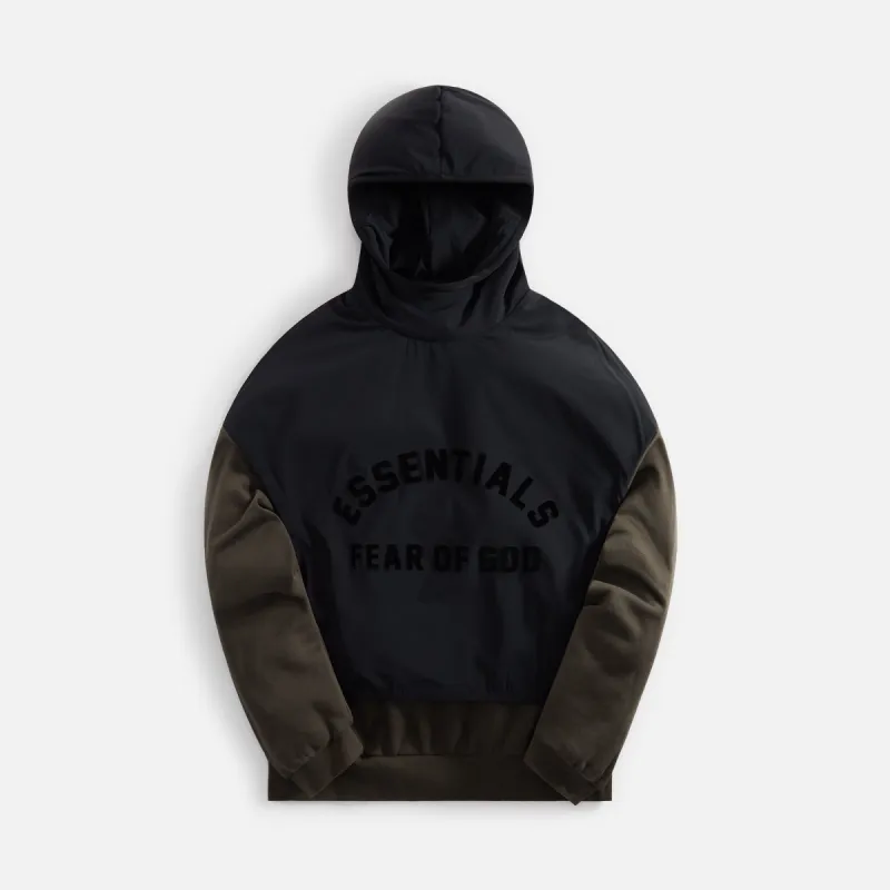 Essentials Nylon Fleece Hooded Sweater - Ink / Jet Black sold by Kith